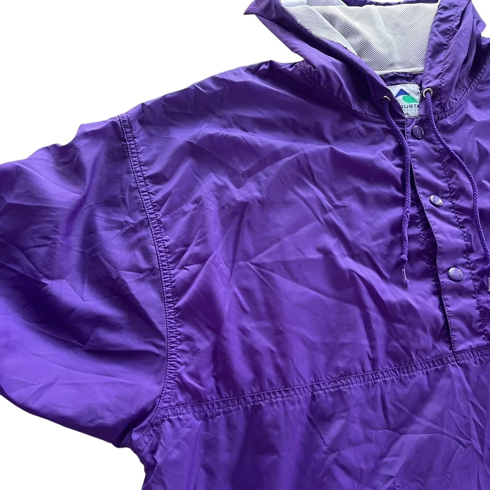 Augusta Sportswear Women XL Purple Hood Vented Pullover Windbreaker Jacket Retro